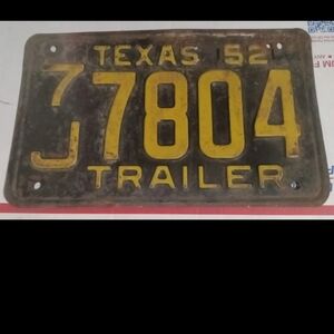 Vintage Texas 1952 License Plate